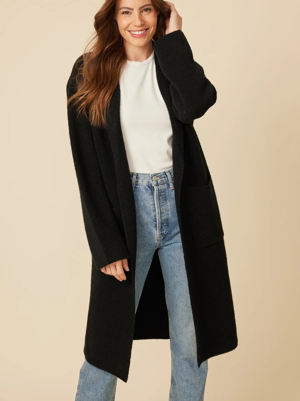 Revolve One Grey Day midi calf long knit duster size small oversized black NWOT